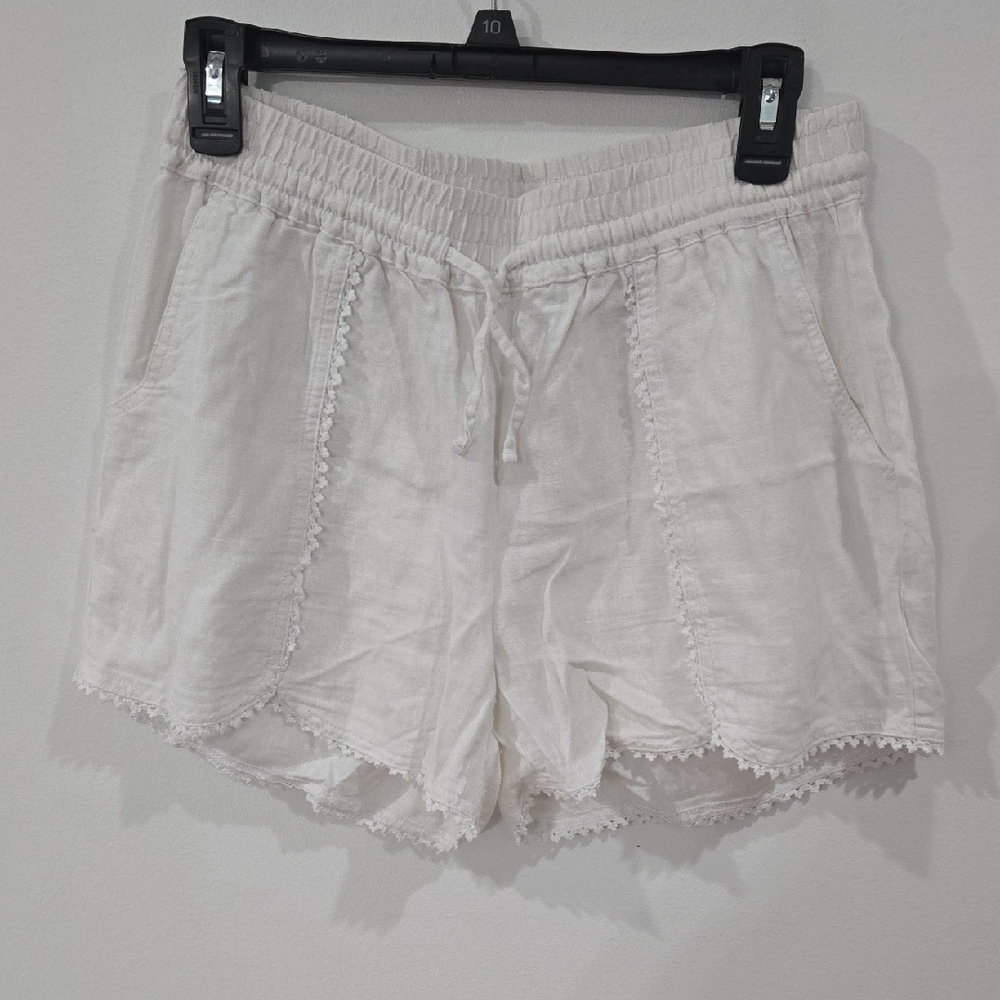 Caslon Sz Small Cream High Waist Crochet  Lace Trim Shorts